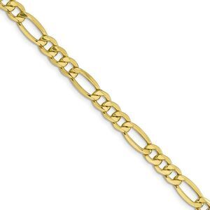 Men's 6.6mm 10k Yellow Gold Hollow Figaro Chain Necklace, 24 Inch